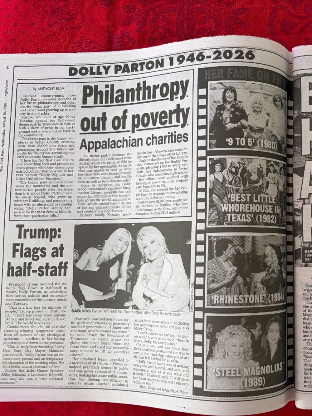 DOLLY PARTON WE WILL ALWAYS LOVE NEW YORK POST AUGUST 26 2026. - Picture 5 of 7